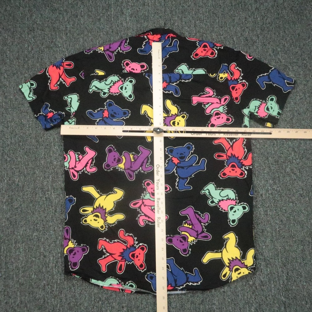 Grateful Dead Shirt Men Medium Black Dancing Bears Short‎ Sleeve Button Colorful - Picture 4 of 7